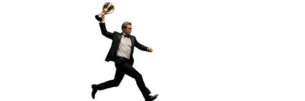 BillionaireSpin Maskottchen fl&uuml;chtet mit Gewinntroph&auml;e - Slot-Bereich Illustration